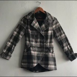 TRF Fitted Grey Plaid Coat